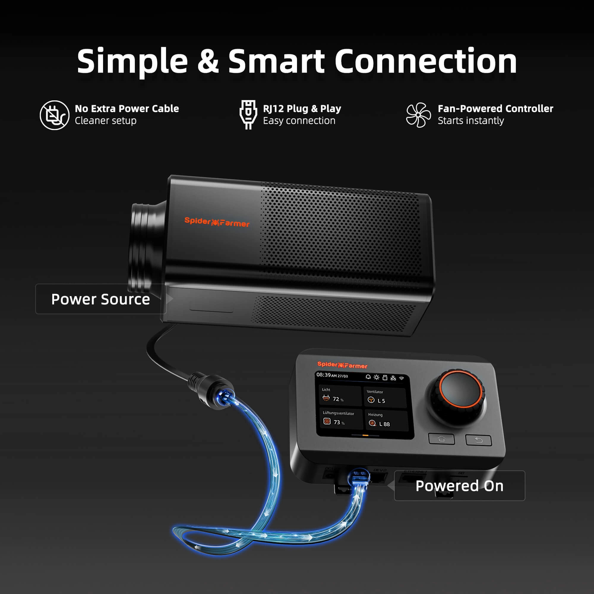 Spider Farmer 6 Zoll 2-in-1 Abluftsystem mit Aktivkohlefilter & GGS Controller